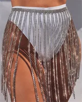 

Women's summer new shiny tassel skirt rhinestone body chain dress beach bikini body jewelry