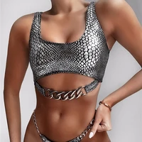 

Wholesale Clothing Private Label Woman Metallic Hot Chains Bikini Swimwear