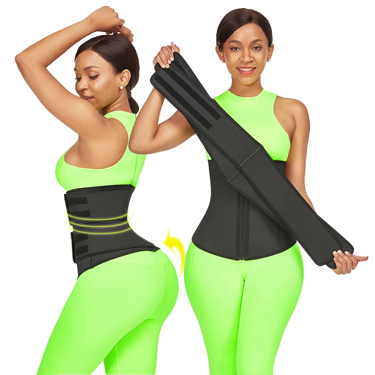 

Custom Breathable Slimming Sport Removable Double Belt Latex Waist Trainer Women