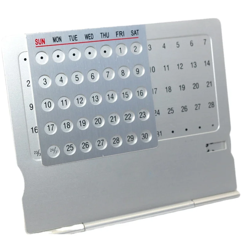 
Promotional Perpetual Table Desk Folding Aluminum Permanent Calendar 