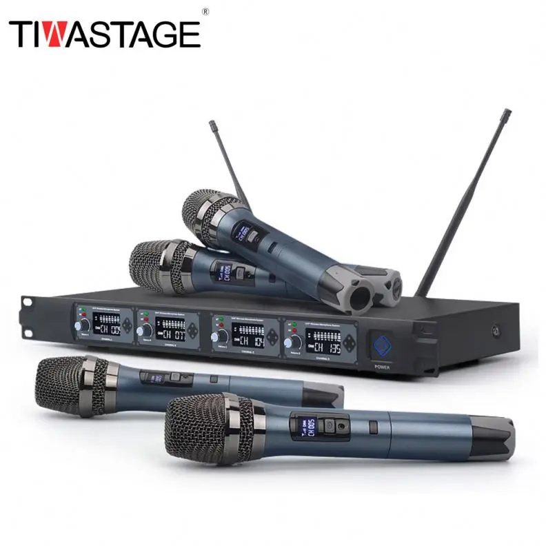 

UHF 4 channels wireless microphone system for stage KTV personal show