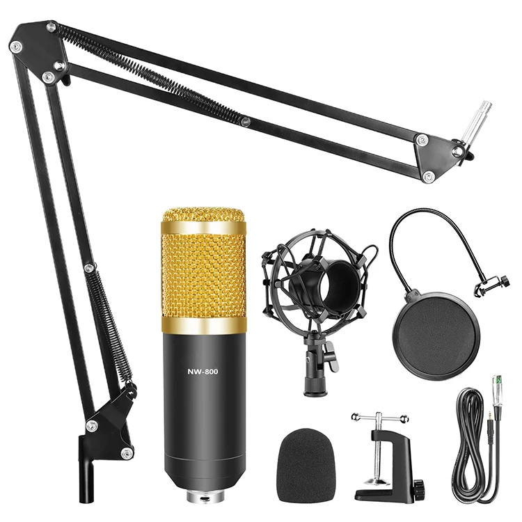

Microfono Scissor Arm Stand Studio PC Recording Music Mikrofon BM800 Condenser Microphone Kit with A Cantilever Bracket