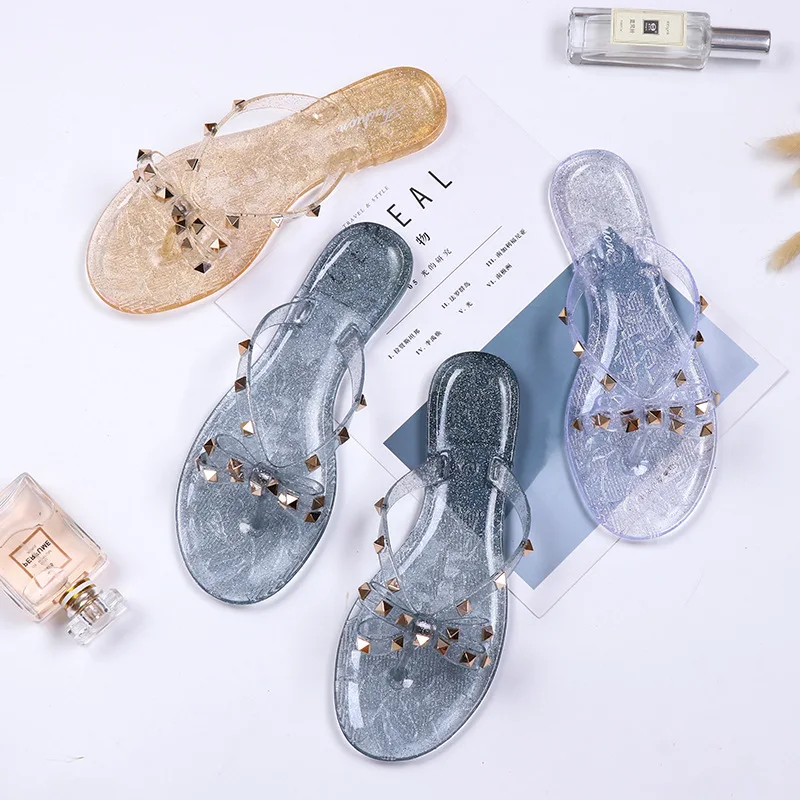 

Fashion Studded Summer Rivet Flip-flops Jelly Sandals Women