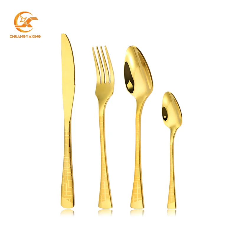 

High Quality Golden Spoon Gold Plated Flatware Wholesale Cutlery Set For Wedding Event