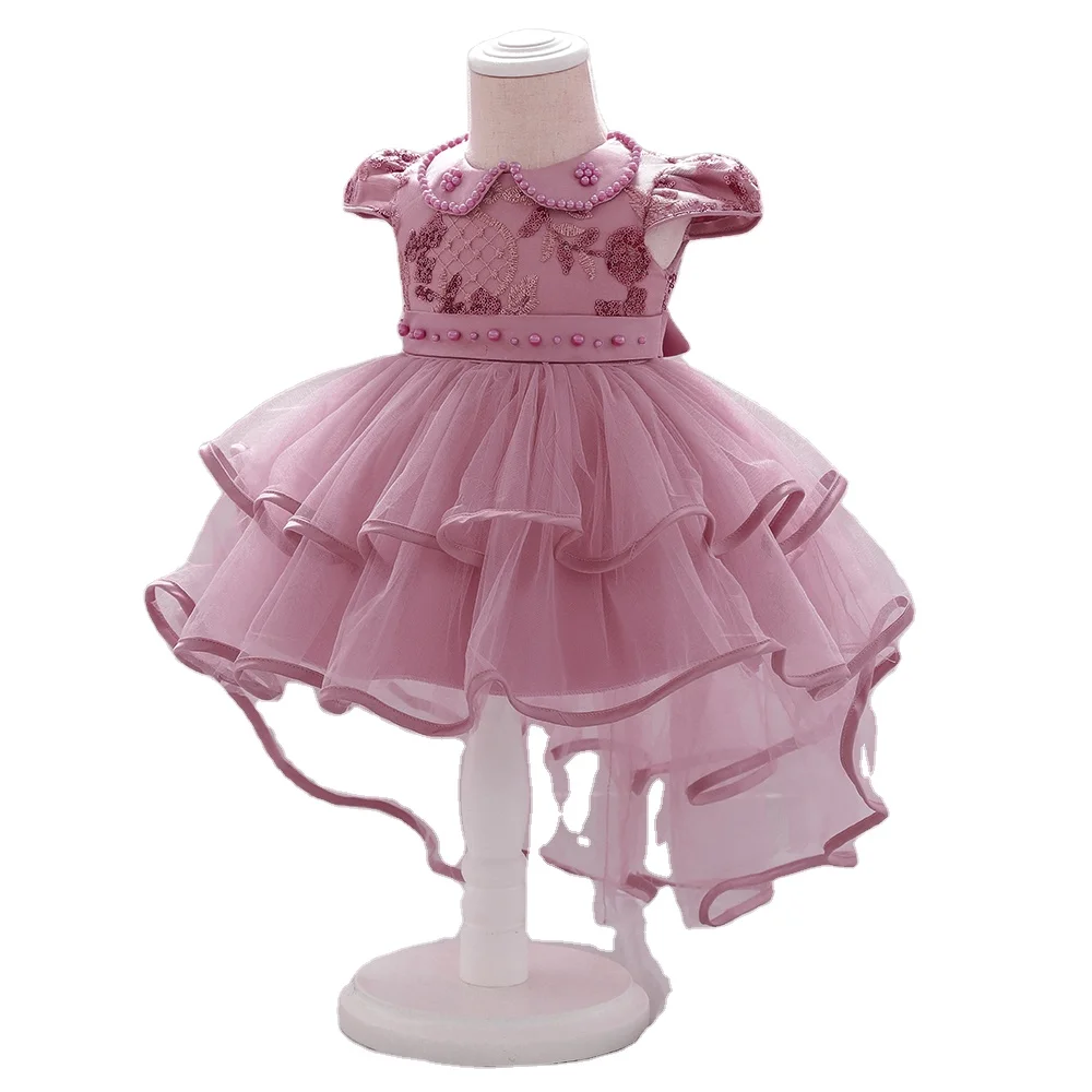 

New Arrival Beaded Tulle Flower Girl Dress Infant Toddler Party Frock Princess Dresses For Children T1931XZ