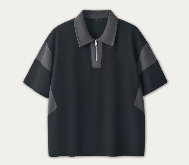 Casual Cotton Polo T-shirt Patchwork Printed Logo for Man Tee Oversized Men's Top Plain Color Unisex Couple Summer