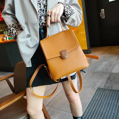 

Fashion Women Genuine Leather Handbag Rucksack Ladies Backpack Shoulder Bag Women's Rucksack, Khaki, black, yellow, blue