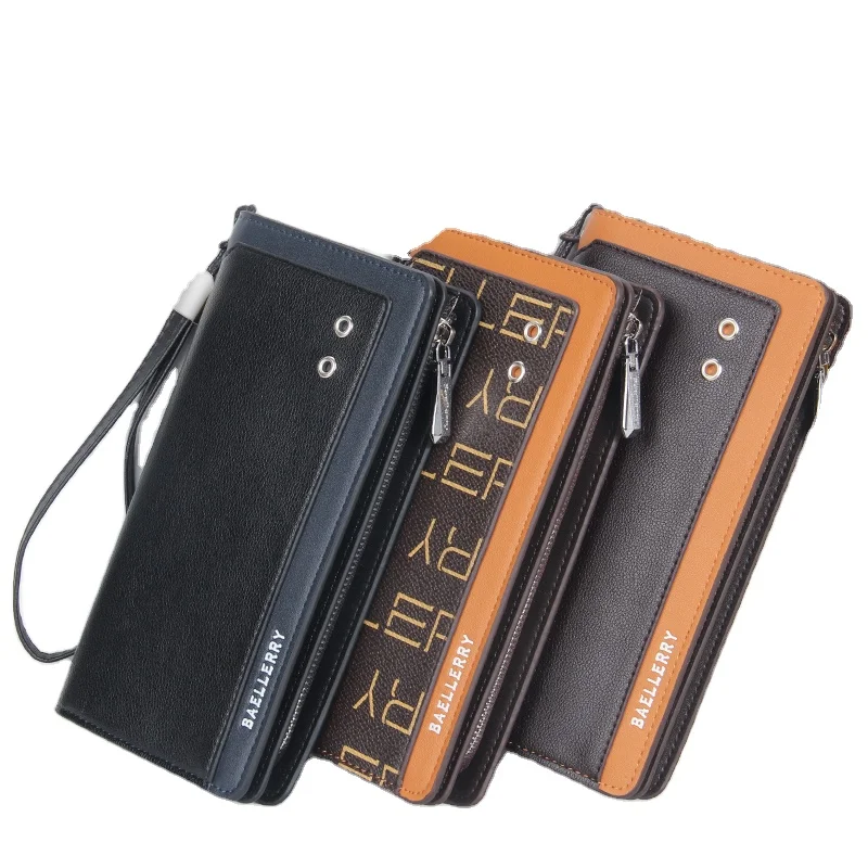 

Baellerry men's clutch new European and American multifunctional long wallet multi-card zipper business clutch, 3 colors