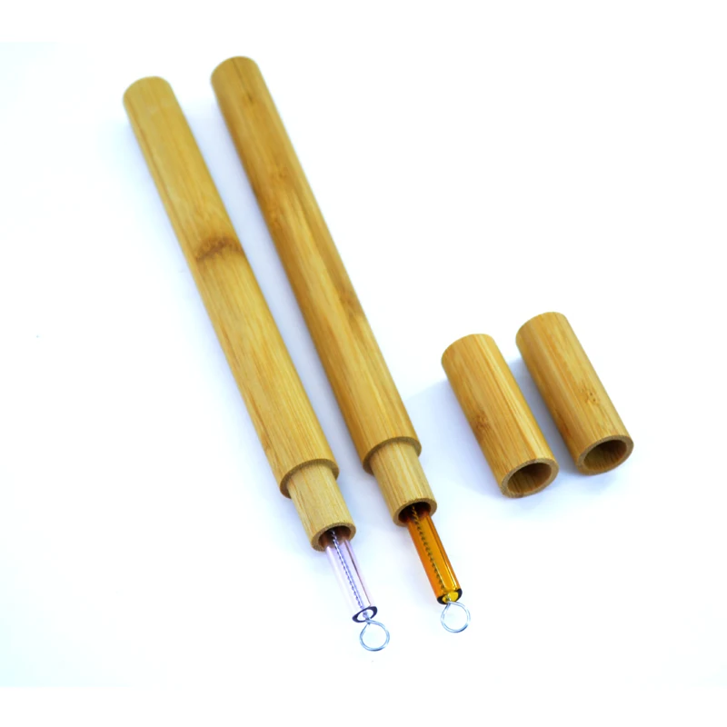 

Reusable straw set with 1 glass straw 1 cleaning brush 1 bamboo case new product ideas 2020