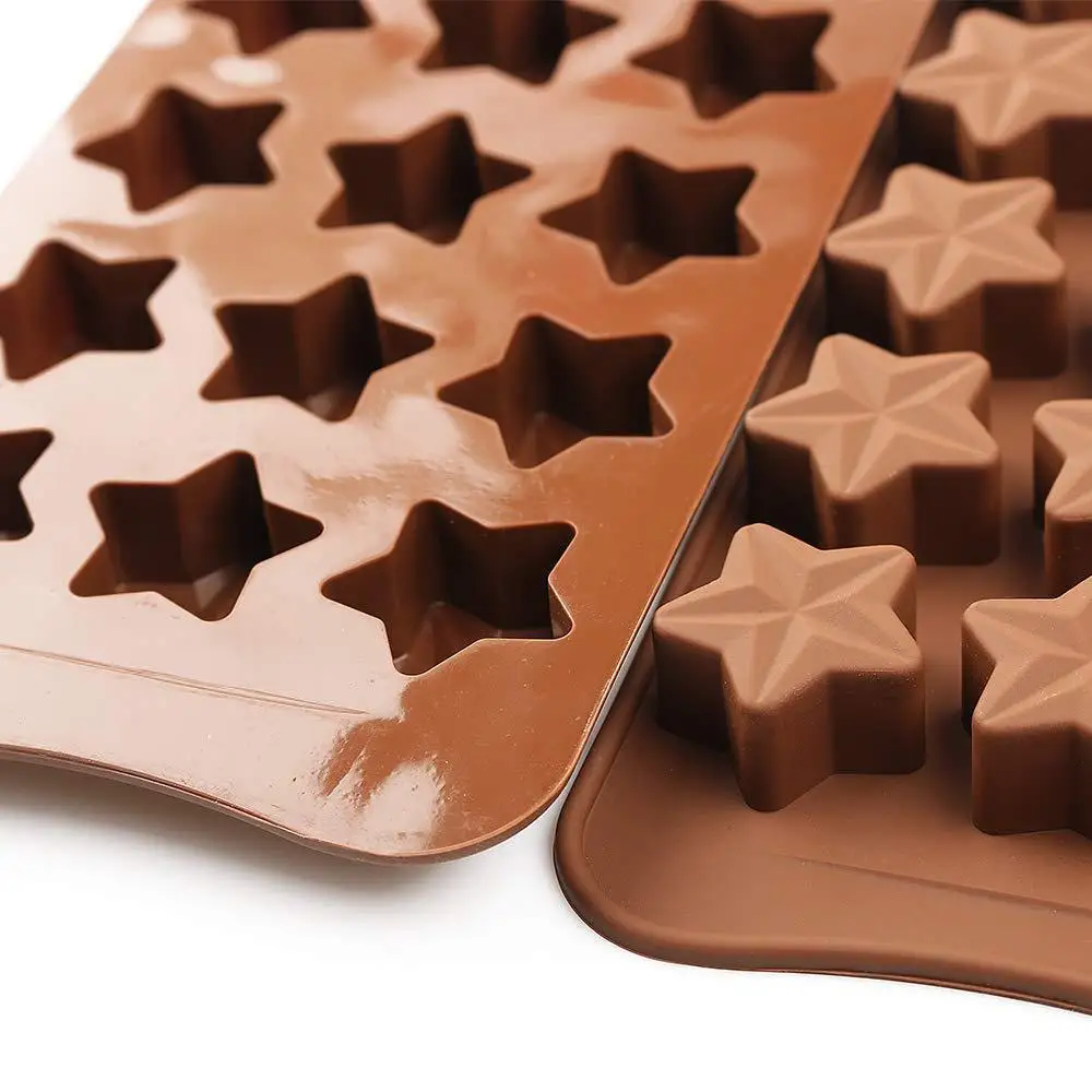 

spot wholesale 15 holes star silicone chocolate cake mold homemade DIY baking tools, As picture
