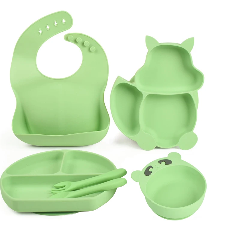 

Wholesale Bpa Free Baby Feeder Baby Feeding Suction Bowl Silicone Bib Plate Set