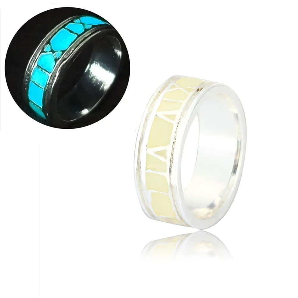 

Glow In The Dark Roman Numerals Ring For Women Men Fluorescent Luminous Jewelry Halloween Gift
