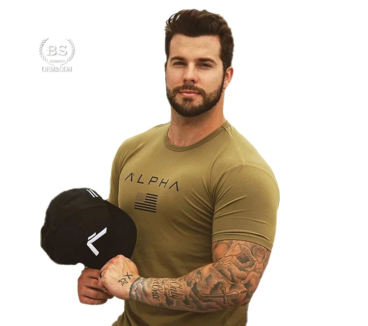 

Baisheng Fashion Men T Shirt in stock Custom Logo Printing Plus size gym wear T shirt Mans