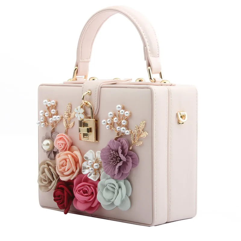 

High Quality Fashion Mini Bead Beach Flower Designer Famous Brands Luxury Crossbody Box Evening Bag Women Handbags