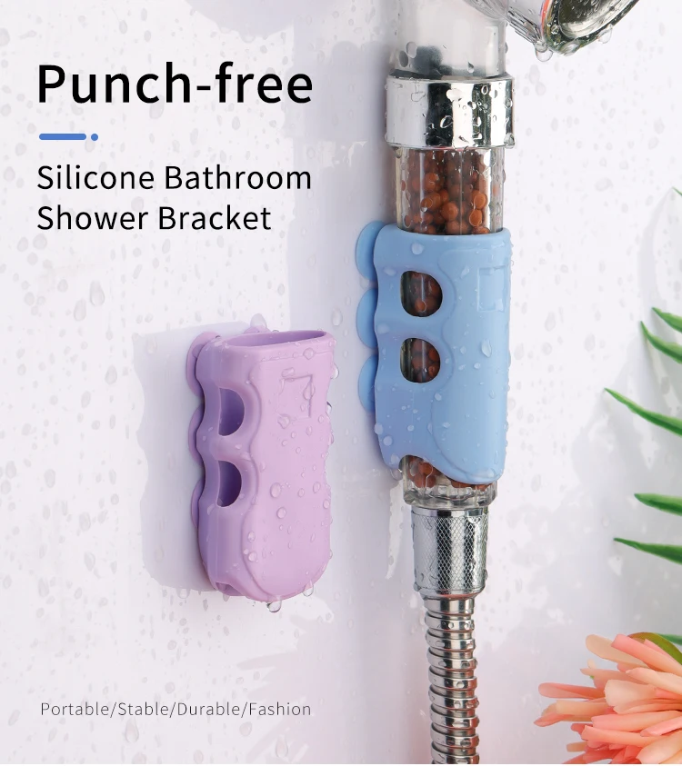 Adjustable Silicone Shower Head Holder Sunction With Vacuum Suction Cup For Handheld Shower Head