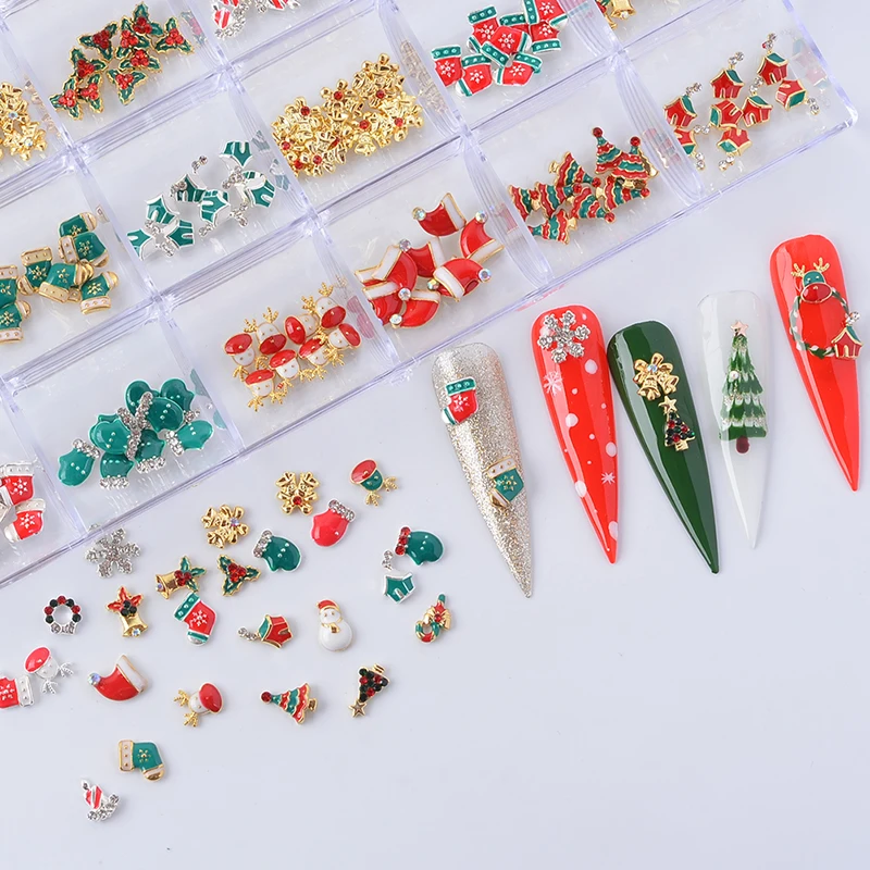 

Christmas 3D Tree Deer Snowman Christmas Alloy Nail Art Charm Set For XMAS Nail Decoration