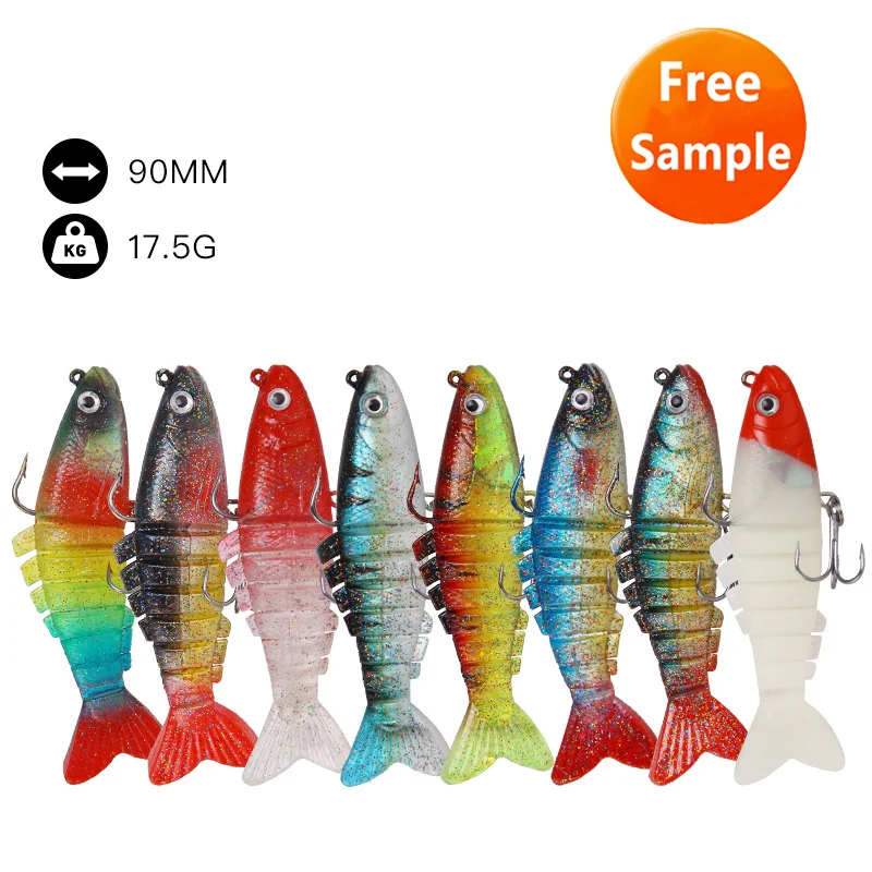 

Multicolor Multi Fake Bait Fishing Lures Silicone Soft Fishing Lure Multi Jointed Hard Bait, 8 colors