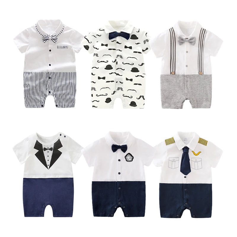 

Summer gentleman clothing baby one-piece clothes newborn100% cotton baby boys romper cross-border, Picture