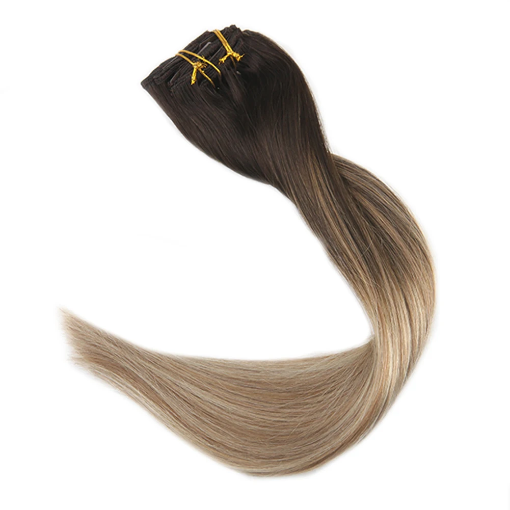 

100% human hair remy human hair clip in extensions brazilian hair clip in extensions, Accept customer color chart