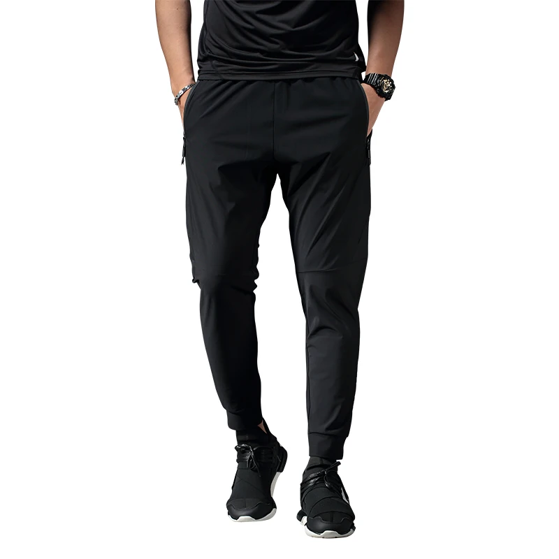 

Nylon Men Gym Comfortable Running Quick Dry Sport Spandex Track Pants With Zip Pockets