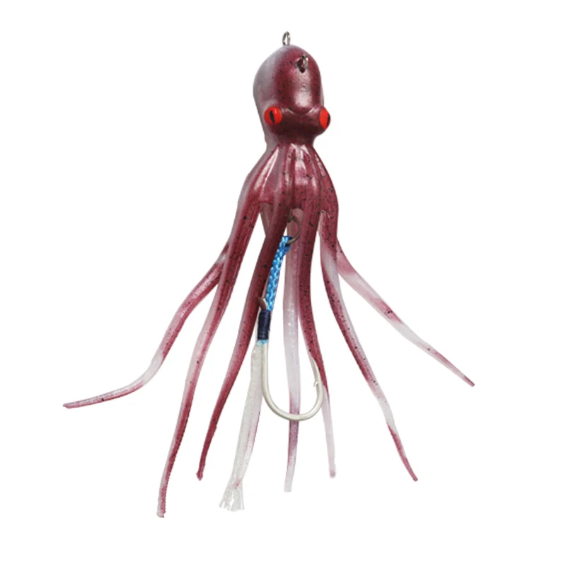 

110g/150g/200g saltwater plastic swim baits octopus jigging lure octopus squid skirt lures, 5colors