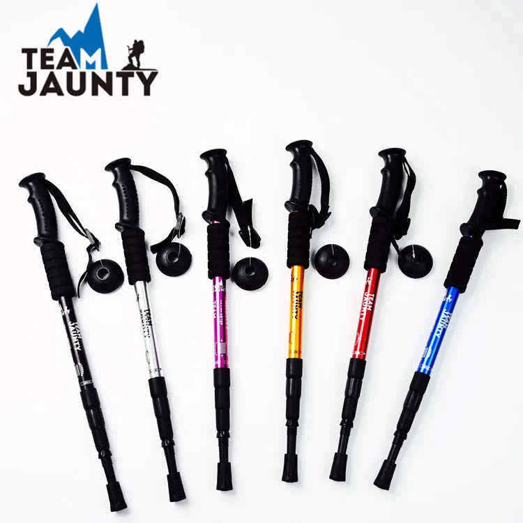 

Outdoor hiking four straight handle alpenstock climbing cane walking stick for the elderly