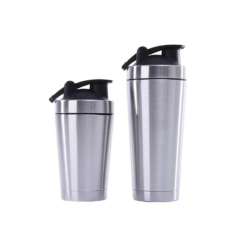 

500ml 750ml stainless steel protein shaker bottle gym vacuum insulated metal fitness sports shaker water bottle flask with stock