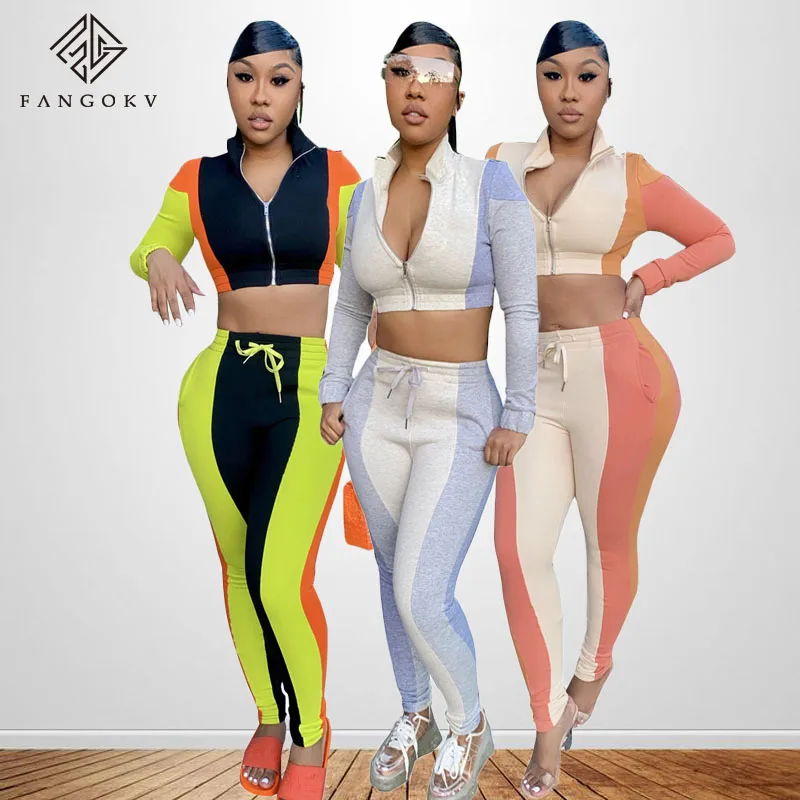 

Hot Selling Long Sleeve Splicing Women Clothes 2021 Summer Colorful Blazers Two Piece Set Fashion Women Clothing