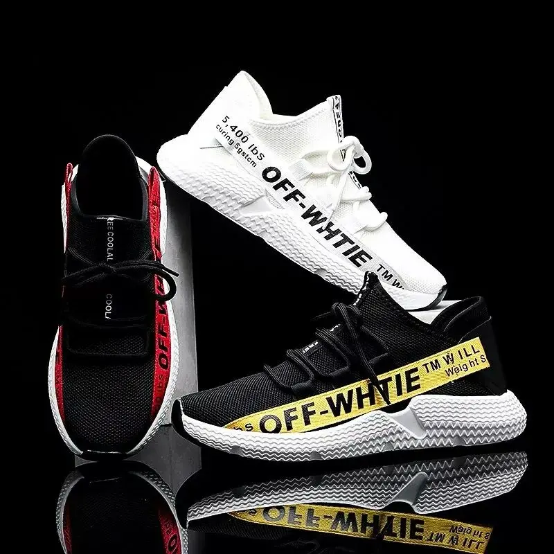 

comfortable mesh breathable non silp black lace-up men`s casual sports running shoes, Custom ( black&red)