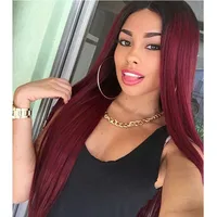 

New Arrivals Long Straight Wigs Heat Resistant Synthetic Ombre Wine Red Wigs For Black Women