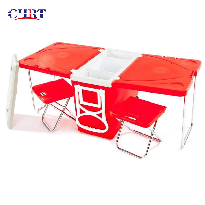 

CHRT Customized lastic Camping Cooler Box Outdoor Cake Lunch Can Juice Coke Picnic Camping Car Table Cooler Box With Wheels