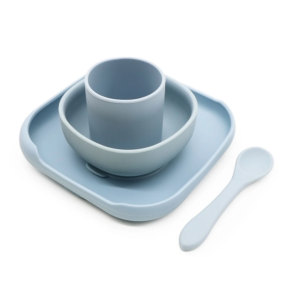 

Melikey dinner set non slip food grade feeding suction silicone plate baby, 13 colors