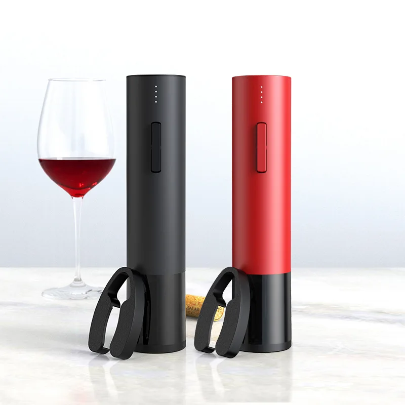 

Hot Sale Automatic cordless Electric Wine Bottle Opener One Touch Electric Red Wine Opener with Electric indicator light, Black