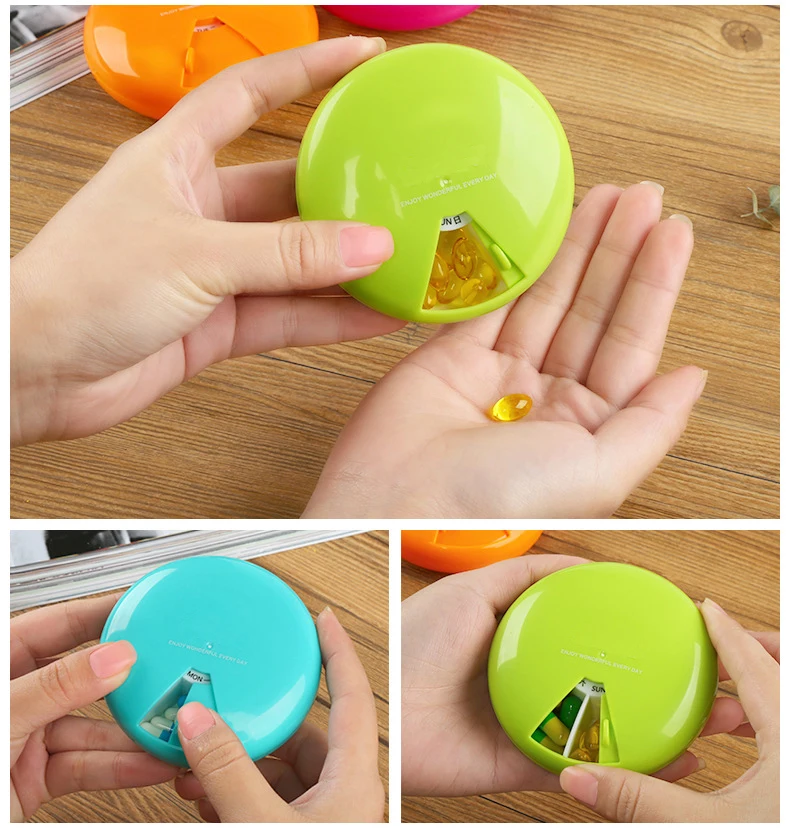 7 days round pill box