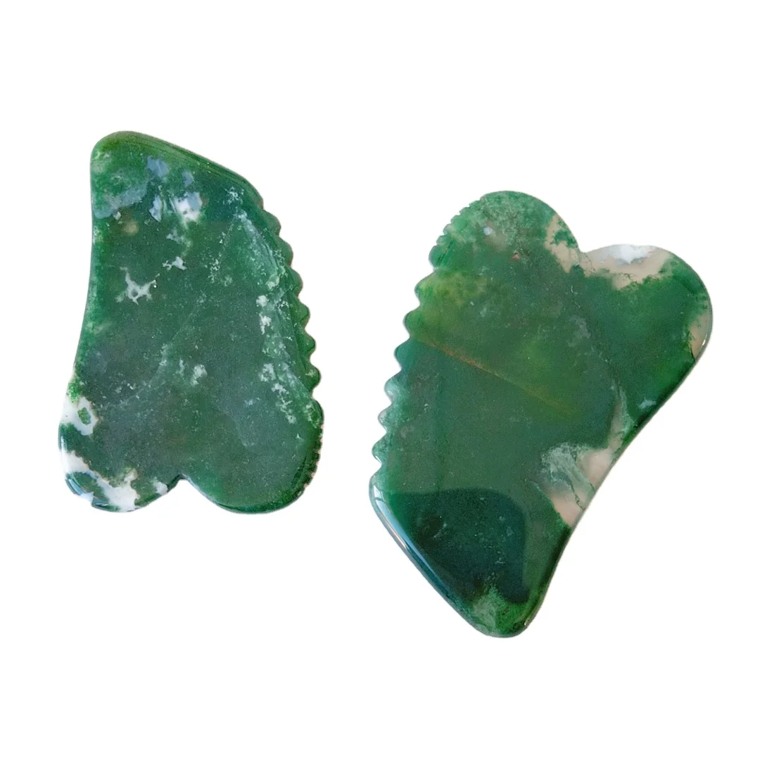 

Face green moss agate crystal Stone Gua Sha Scraping Massage Board Tool in jagged square shape for healthy body