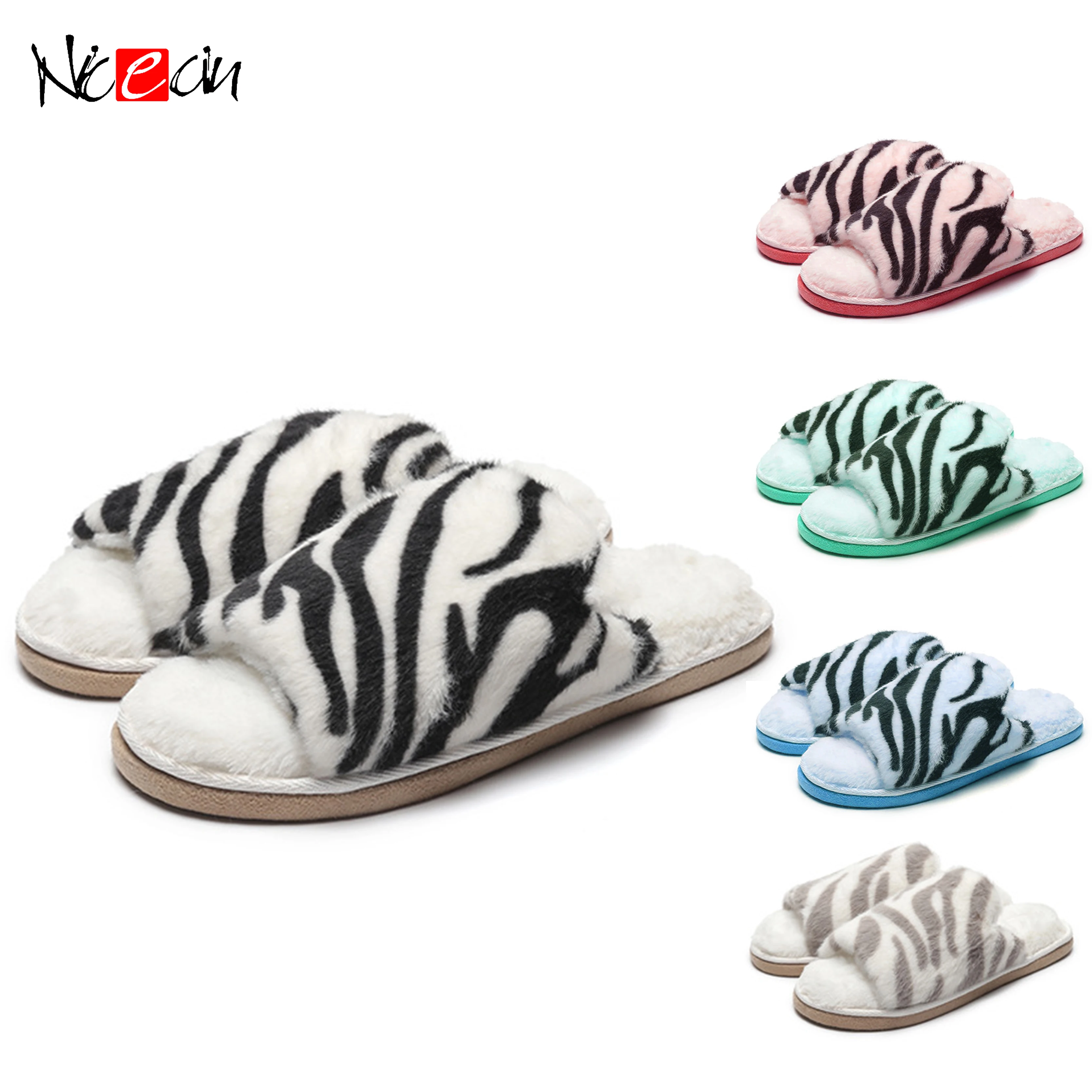 

Winter Latest Home Cotton Shoes Sexy Zebra Animal Design Warm Comfortable Bedroom Slide Wholesale High Quality Slippers