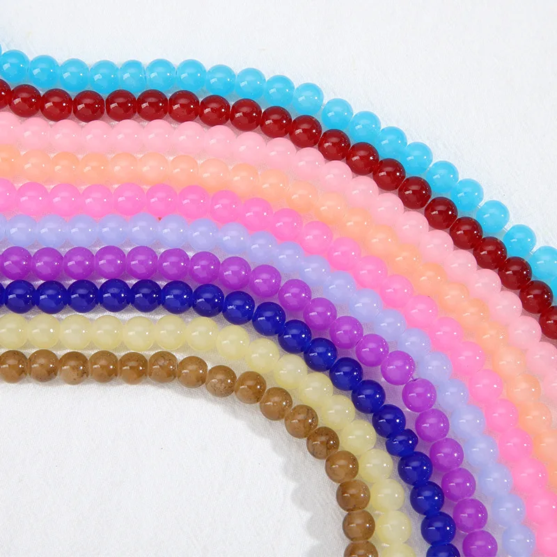 

Wholesale beads DIY handmade jewelry accessories Colorful 6/8/10mm glass crystal imitation jade beads