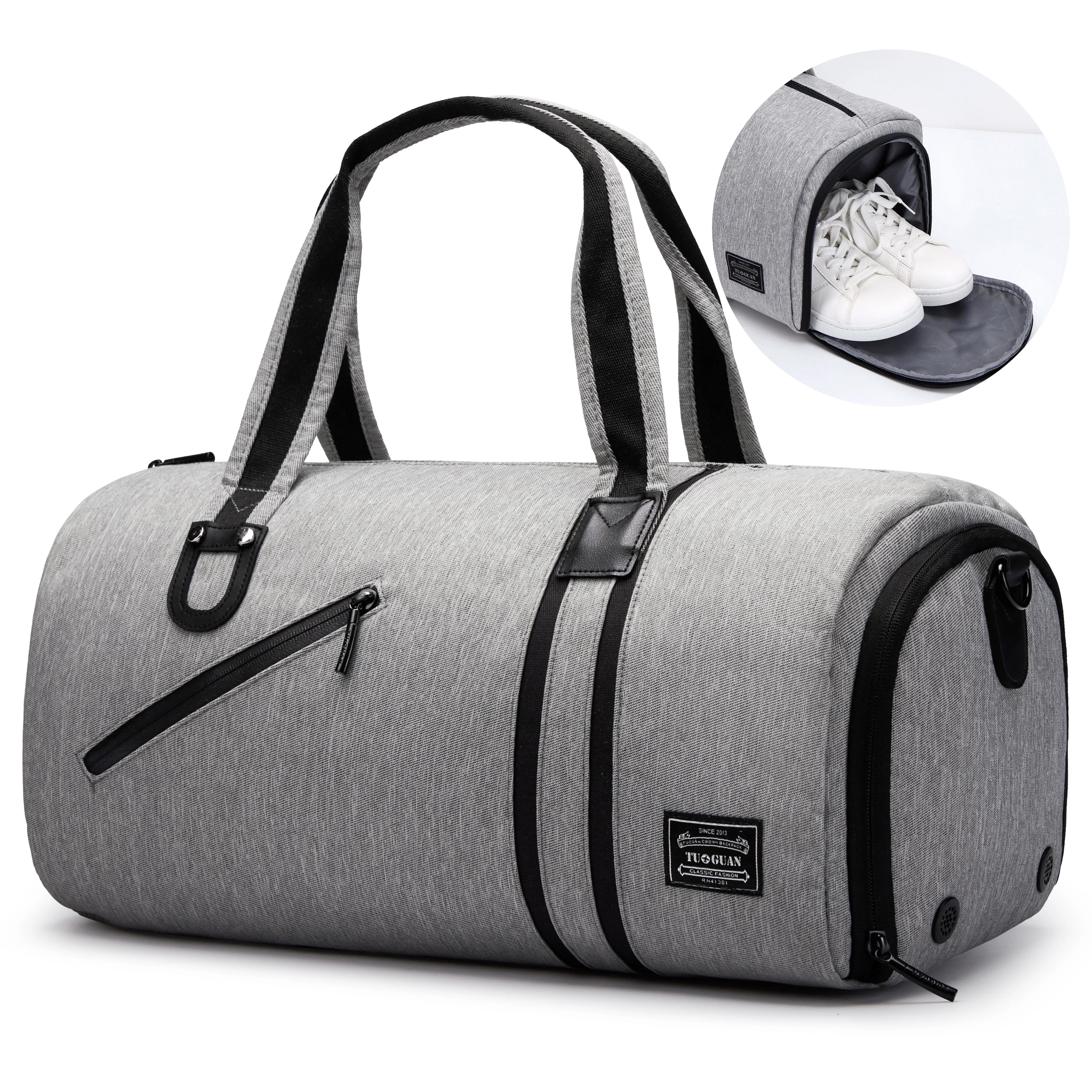

Wholesale best small sports bag custom logo gym bag, Black/grey/customized