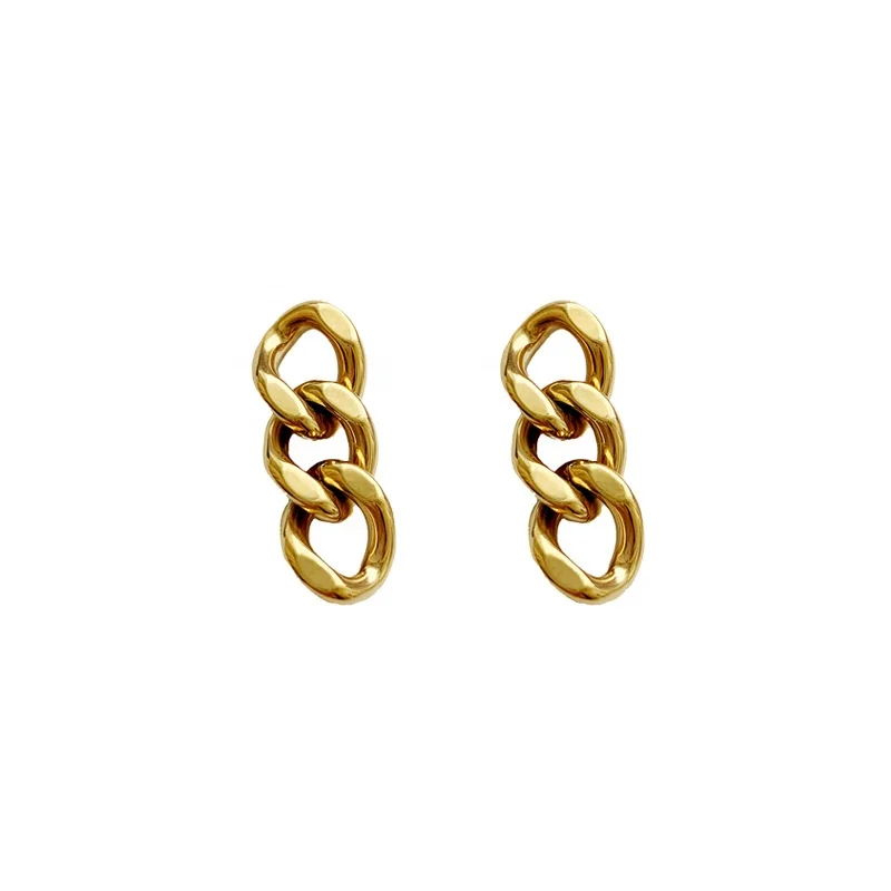 

INS Styles Chunky Gold Chain Simple Earrings Long Gold Link Drop Earring