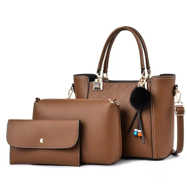 

Grids PU Handbag 3pcs Set 2021051703