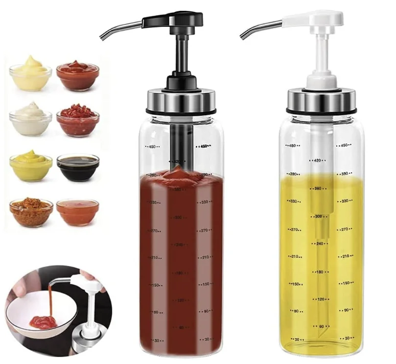 

Sauce Squeeze Bottle No DripLead-Free Glass Bottles17 Ounce Big Olive Oil Dispenser Bottle Set Ketchup Salad Dressing Honey