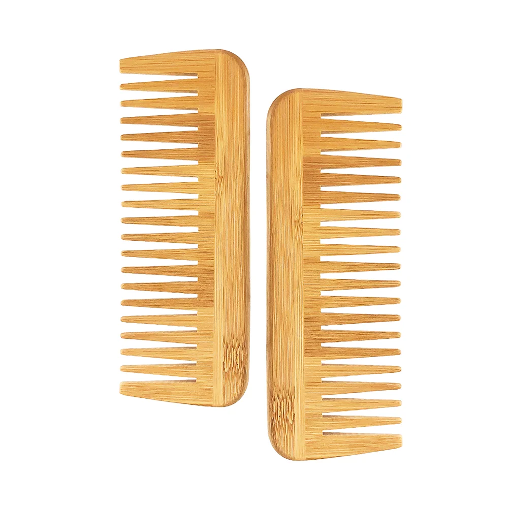 

Hot Selling Eco-friendly Natural Biodegradable Bamboo Wood Wide Tooth Bamboo Comb with Logo