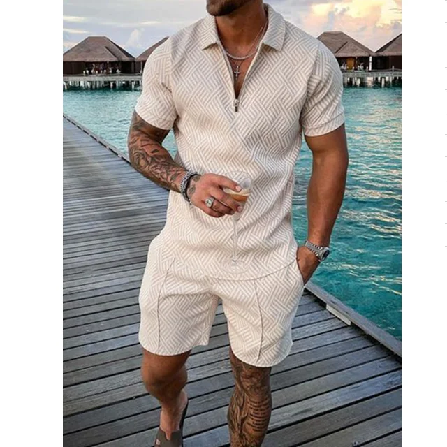 

High Quality Summer Polo And Shorts 2Piece Set Men Short Sweatsuit Sets Men Sets