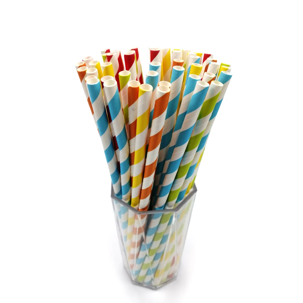 可降解材料彩条纸饮用吸管