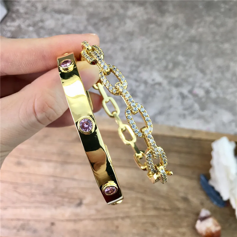 

LS-A2785 luxury gold plating cz micro pave bangle,fashion women high quality cuff bracelet jewelry