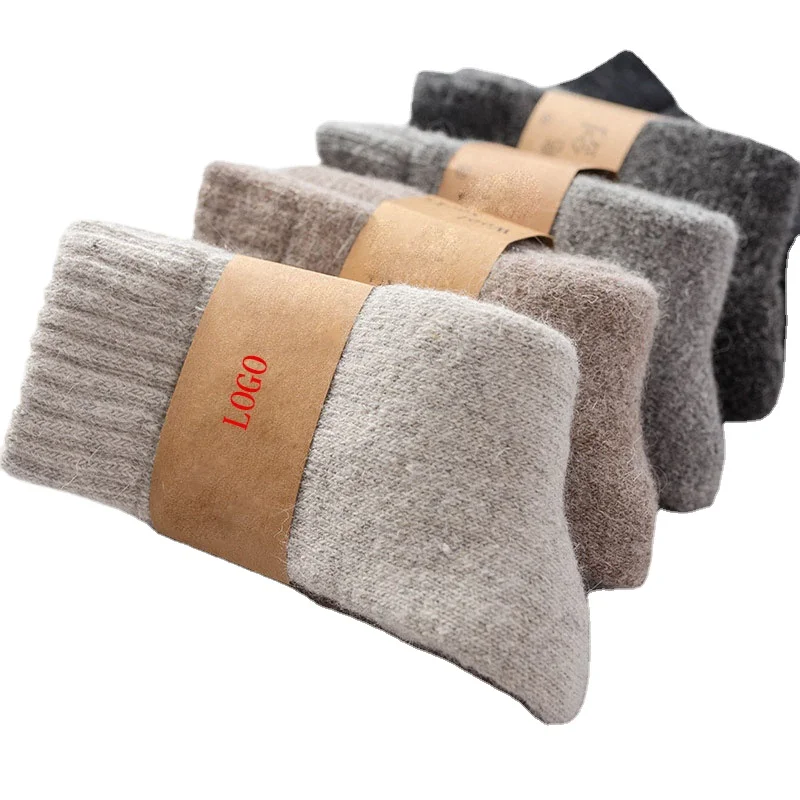 

UPGRADE Winter Comfortable Soft Custom Thick Warm Mens Women Sheep Wool Socks Thermal Thick Knitting Socks LOGO Calcetines