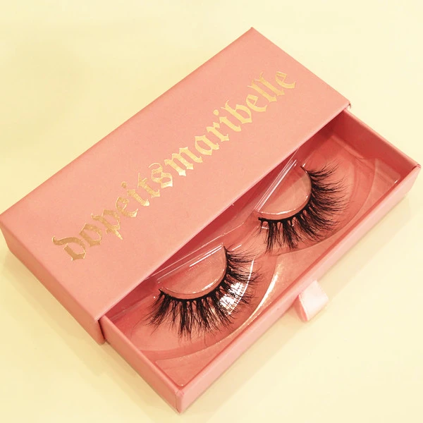 

100% Handmade Flat Faux Mink Lashes With Custom Lashes Box, Nature color black