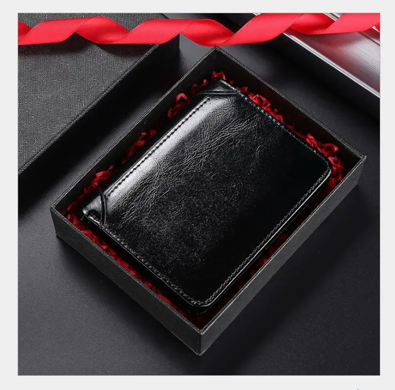 

Oil Wax Wallet Men'S Rfid Anti-Theft Brush Short Wallet Leisure Cross-Border Driving License Retro First Layer Leather Wallet
