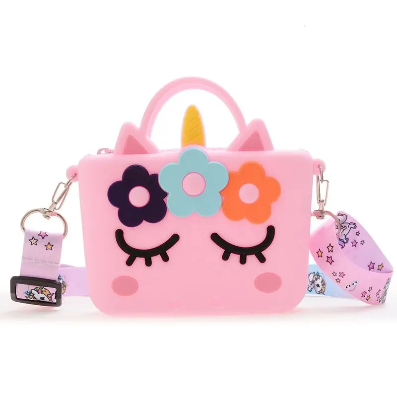 

2021 trending cute 3d cartoon unicorn silicon bag soft silicone kids sling bags unicorns small unicorn purse coin bag for girls