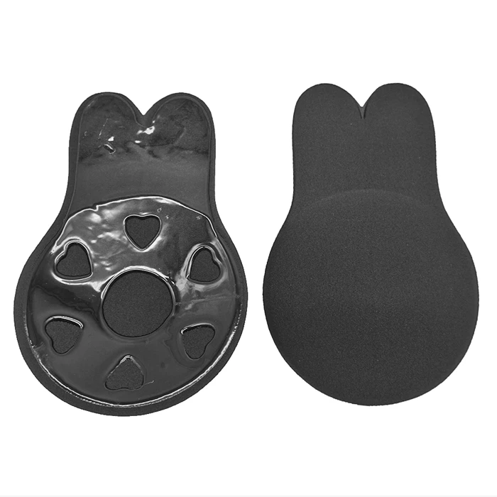 

Silicone Strapless Backless Bra Lift Reusable Adhesive Invisible Bra Nipple Breast Covers, Nude/black